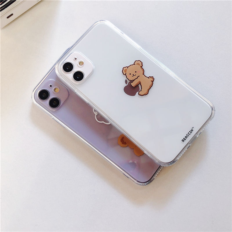 Simple Cartoon Bear Suitable For Mobile Phone Shell Apple 11promax All-Inclusive Camera XSMAX Lovers 7 Transparent Soft 8plus Anti-Fall Protective Cover - Image 5