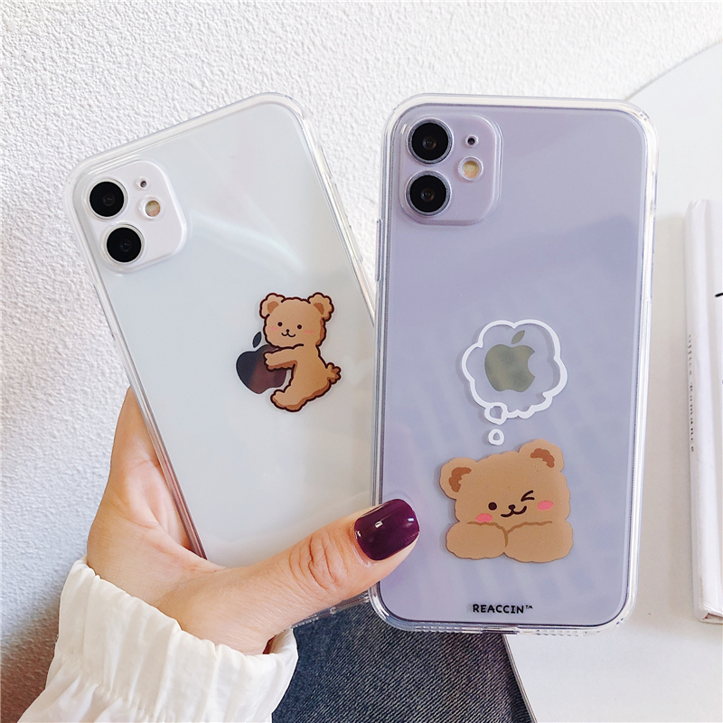 Simple Cartoon Bear Suitable For Mobile Phone Shell Apple 11promax All-Inclusive Camera XSMAX Lovers 7 Transparent Soft 8plus Anti-Fall Protective Cover - Image 3
