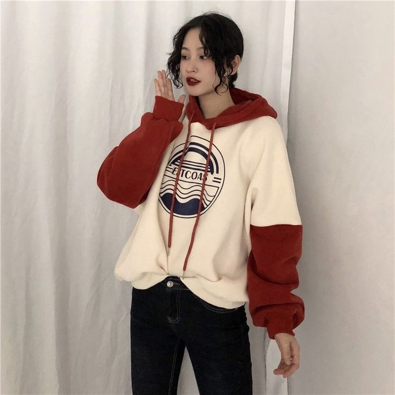 Mid-Length Plus Velvet Thick Long-Sleeved Hooded Sweater