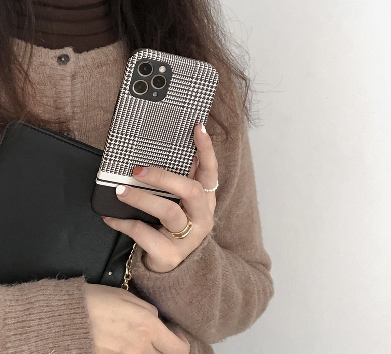 Compatible with Apple, Black houndstooth iPhone 11 phone case - Image 4