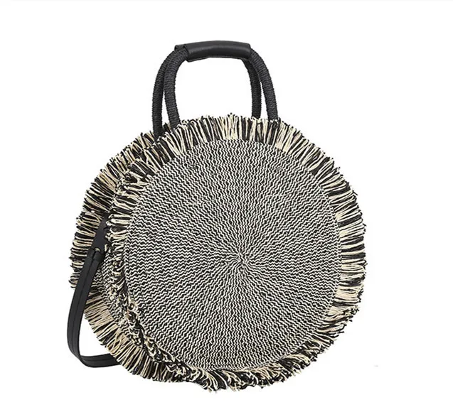 Handmade Rope Woven Straw Handbag Black - Shop at LoveMi