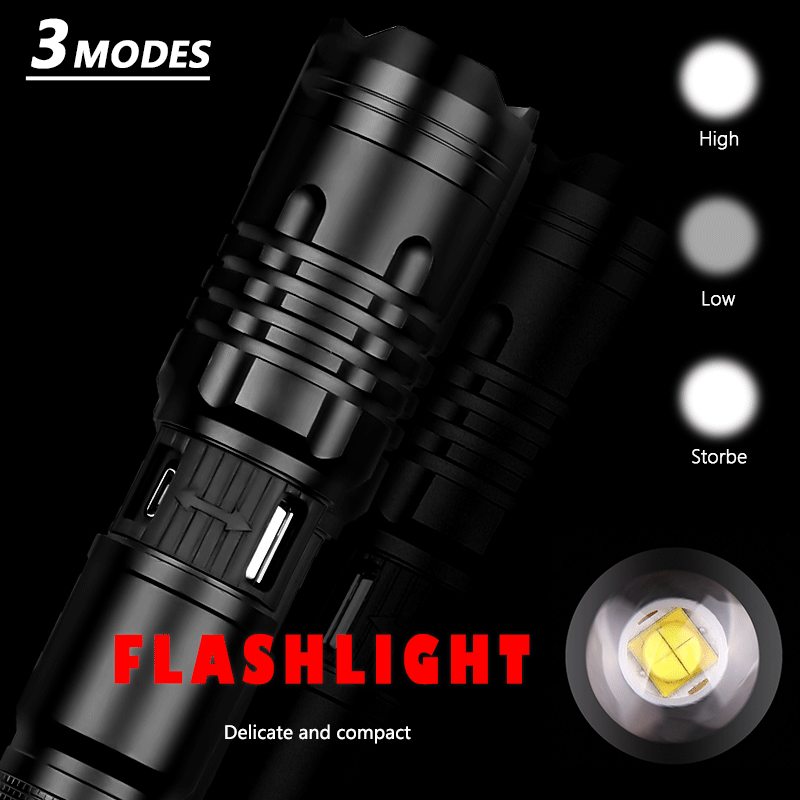 Super Bright Flashlight Zoomable USB Rechargeable Electric Torch 5 Modes Torch Outdoor Fishing Waterproof — foto 7