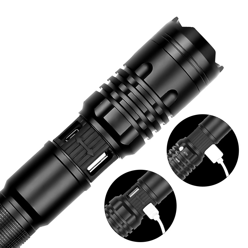 Super Bright Flashlight Zoomable USB Rechargeable Electric Torch 5 Modes Torch Outdoor Fishing Waterproof — foto 9