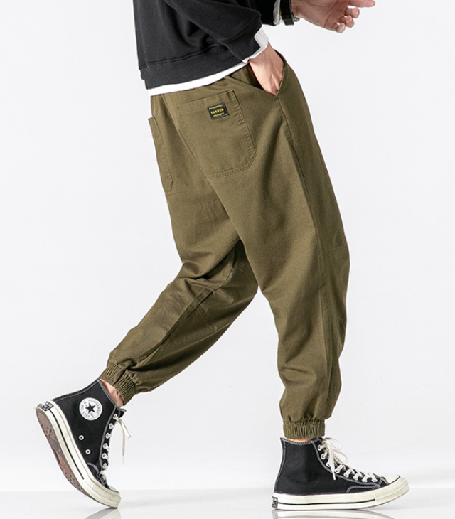 Hong Kong Style Men's New Spring Men's Solid Casual Pants 