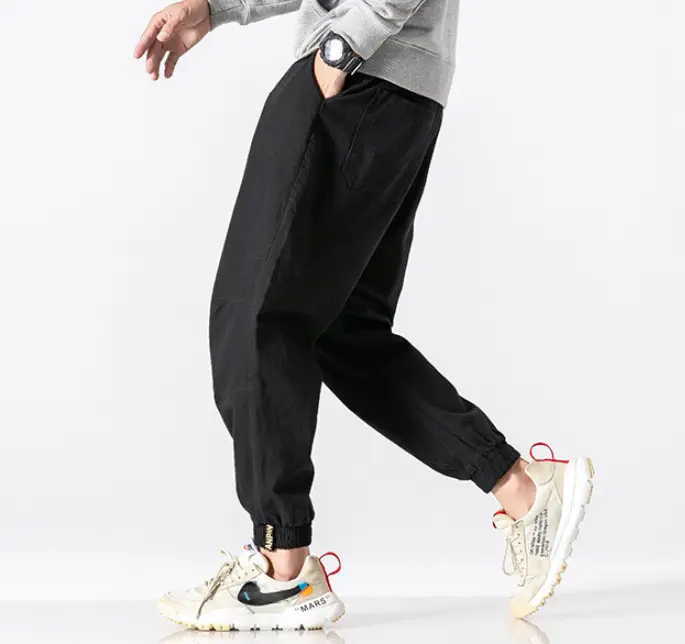 Hong Kong Style Men's New Spring Men's Solid Casual Pants