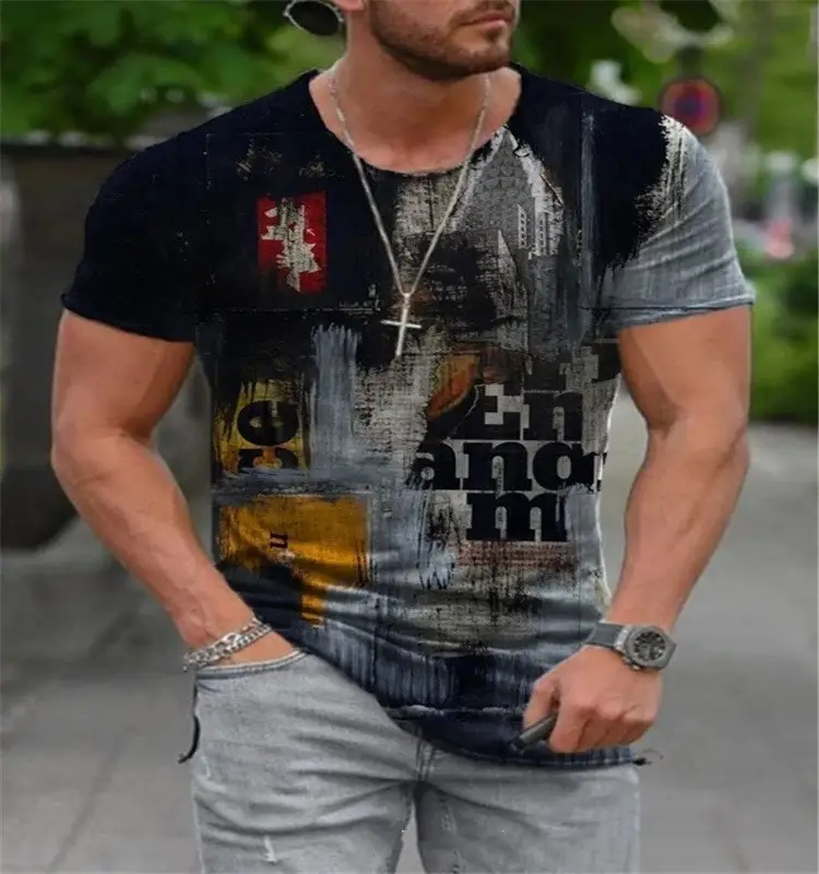 Digital Printed Short-sleeved Round Neck T-shirt