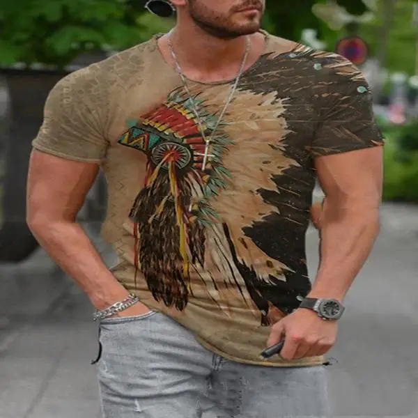 Summer New Men's Fashion Print Simple T Shirt