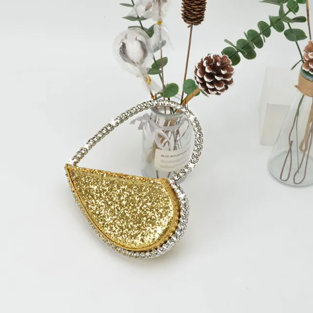 Diamond Heart shaped Clutch Diamond Dinner Bag Clutch Small Yellow - Shop at LoveMi