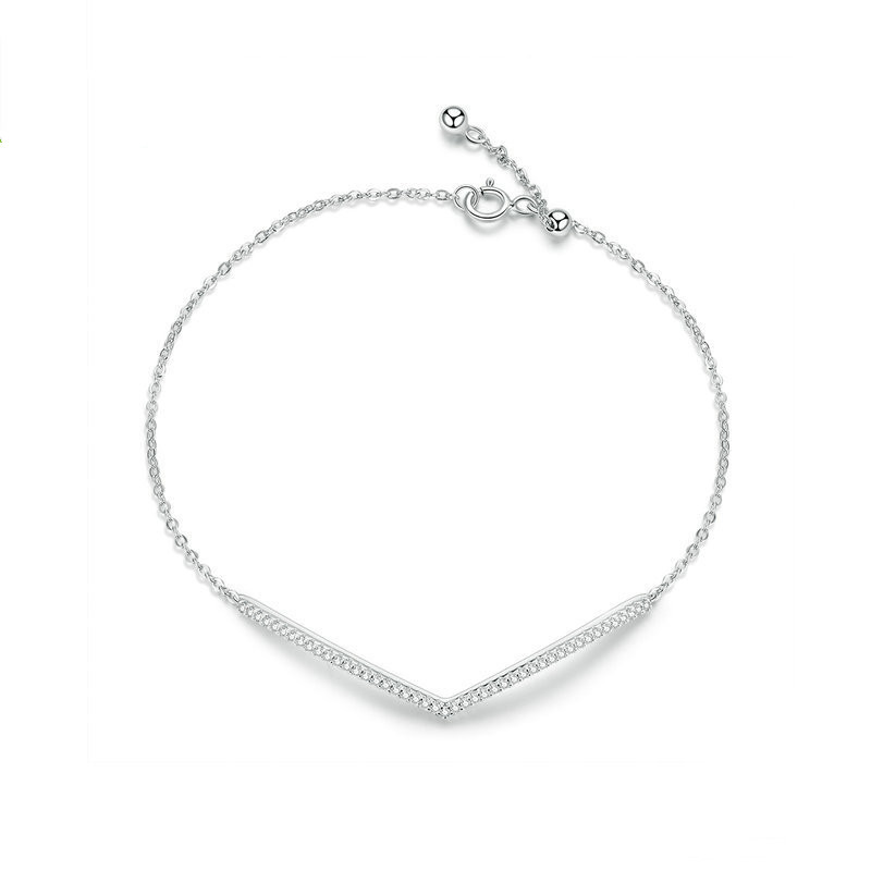 925 Sterling Silver Bracelet Ladies Triumphant European And American Simple Style Platinum-Plated Silver Bracelet