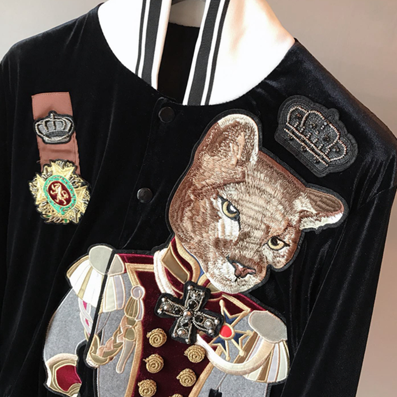 Jacket Men's And Women'sJackets Embroidery Crown Fox Duke Couple Wear Stand-Up Collar Baseball Uniform