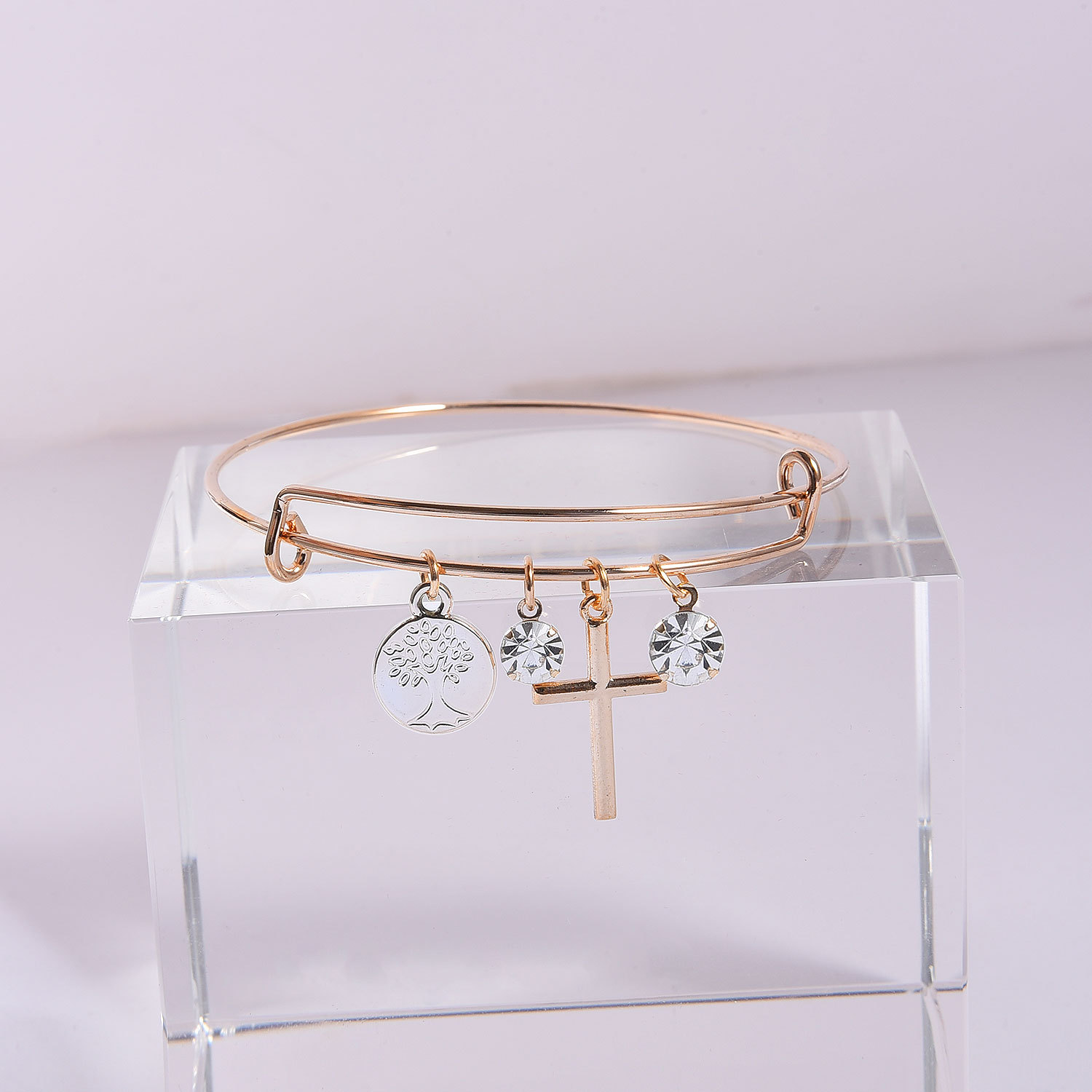 Alloy Cross Rhinestone Multi-Element Bracelet