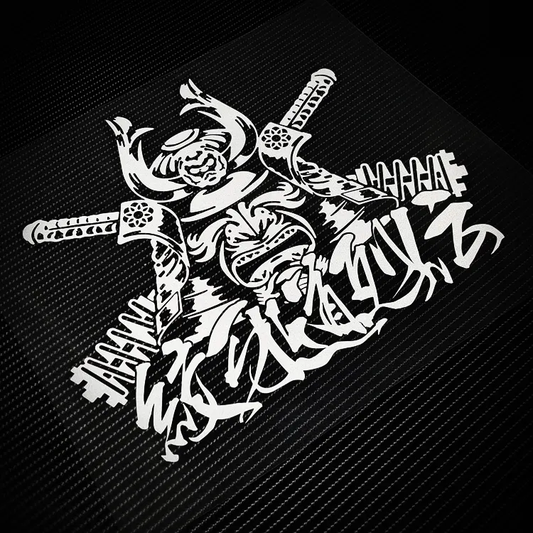 Japanese Black Samurai Stickers Modified Car Rear