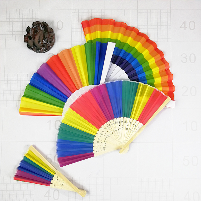Rainbow Fan Gay Fan Pride Festival Fan 21cm 23cm 33cm