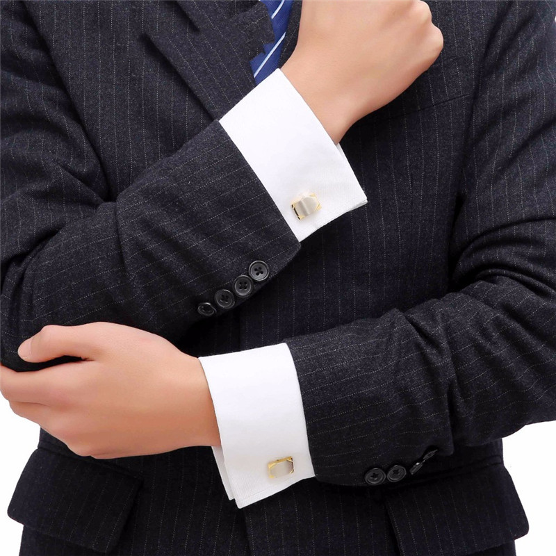Real Gold Plating Two-color French Cufflinks Business Wedding Shirt Cufflinks — foto 3