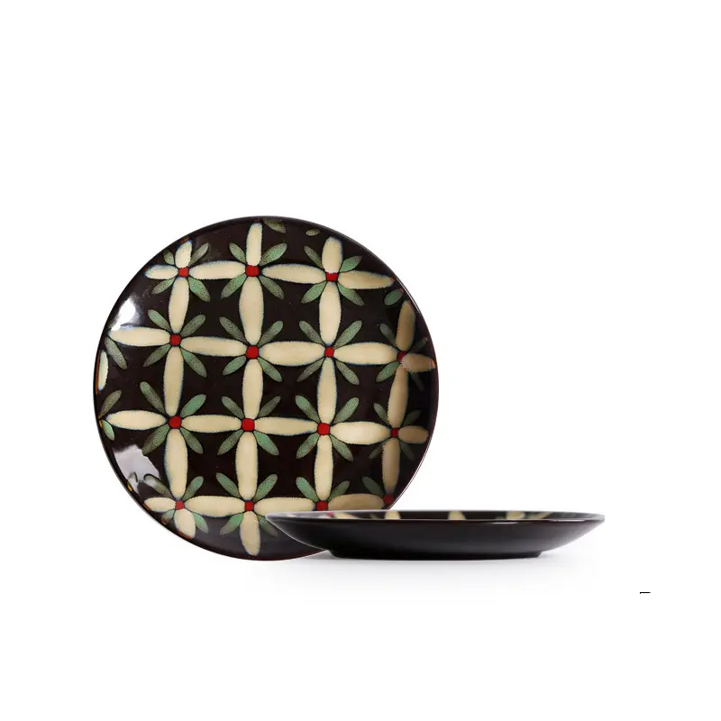 Household Creative Round Personality Hand-Painted Ceramic Plates