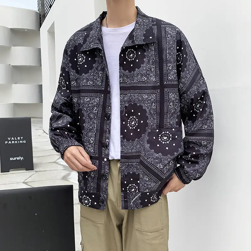 Men's Loose Plus Size Printed Thin Jacket