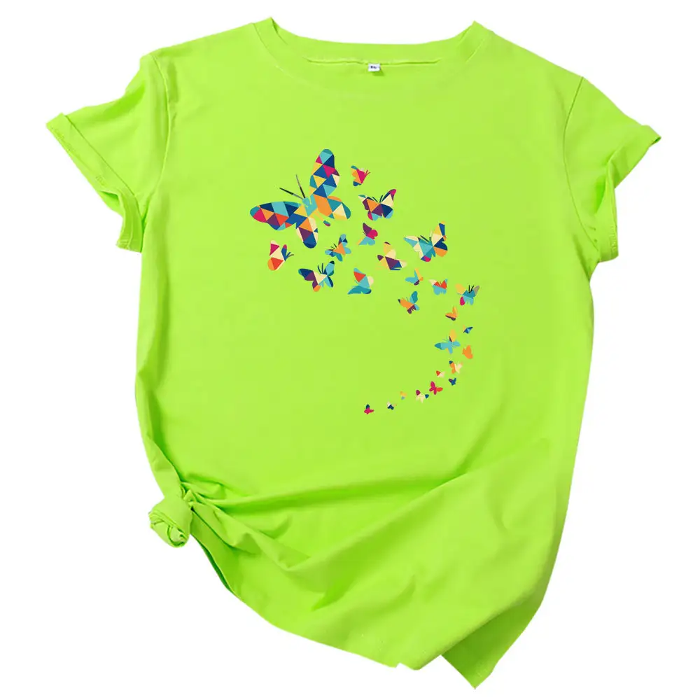 Butterfly Print Cotton Short-Sleeved T-shirt