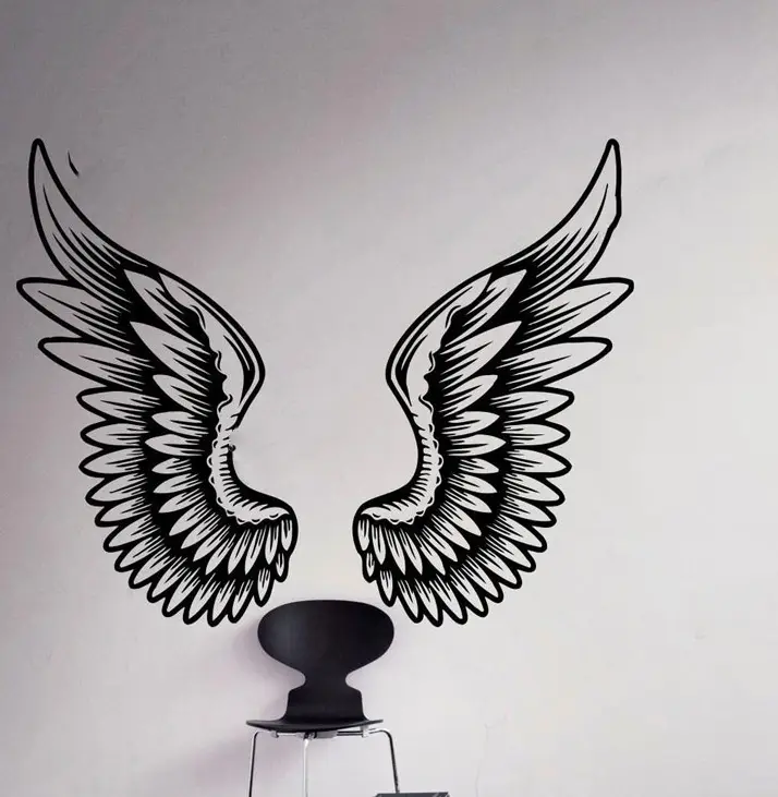A Pair Of Wings Vinyl Wall Sticker Living Room Carved Self-Adhesive Wall Deocr