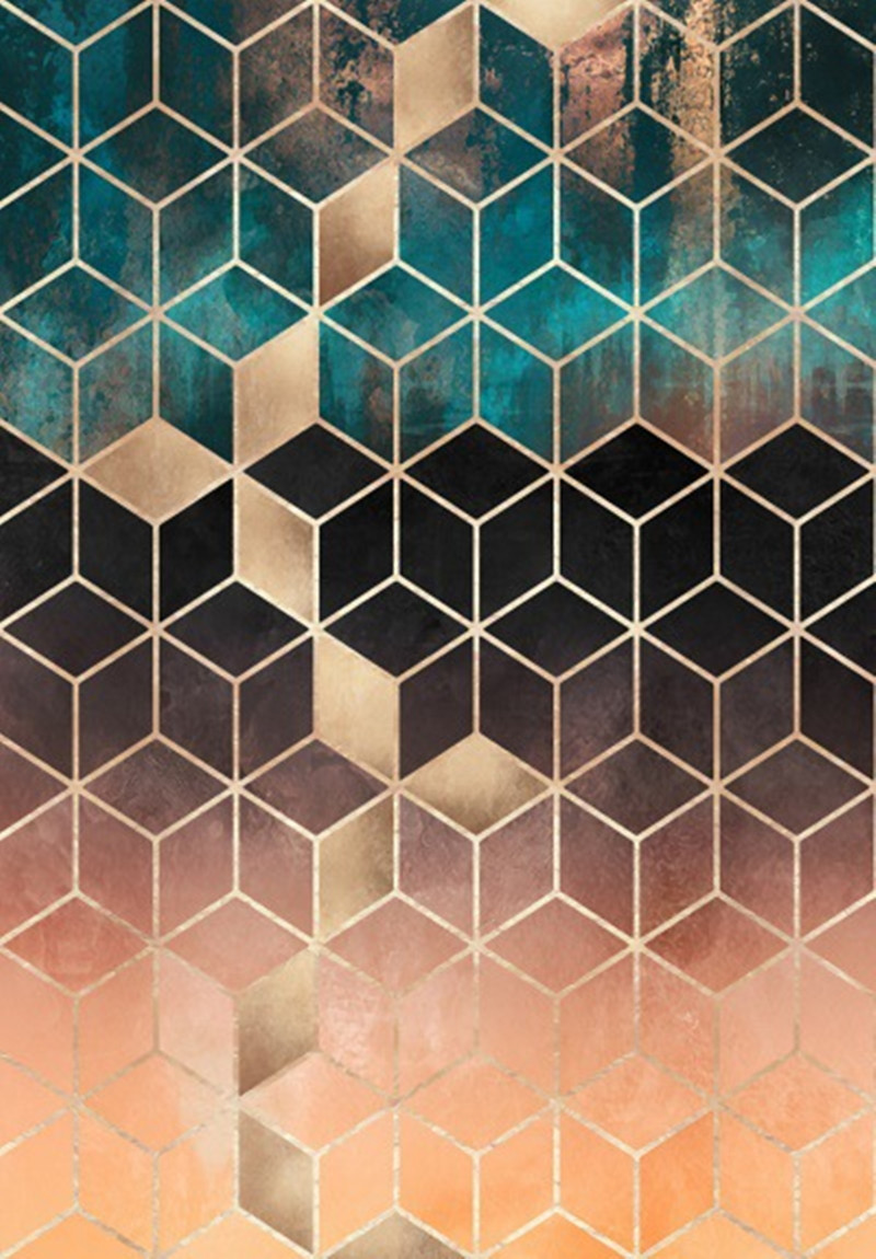 Fashion European and American Dark Green Gold Black Gradient Diamond Lattice Carpet