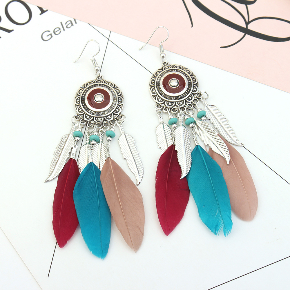 Bohemian Ethnic Style Earrings Vintage Feather Earrings