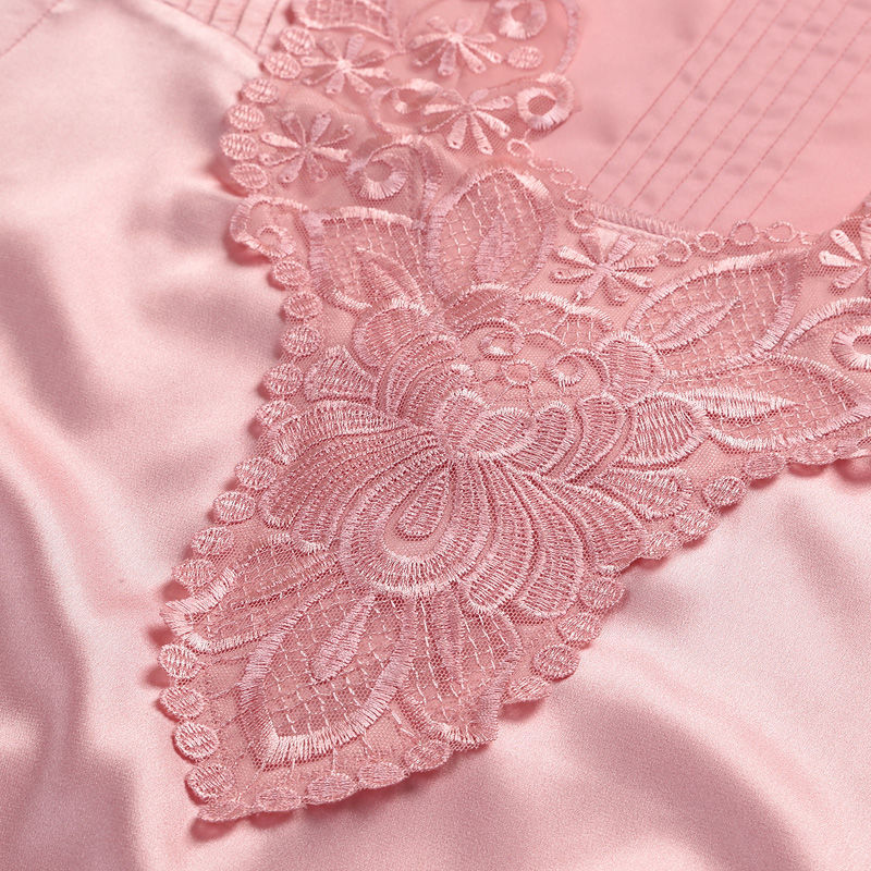 Korean Slim Silk Short Sleeve Homewear Midi Skirt