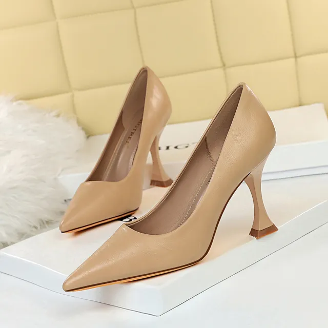Fashion Simple Cat With High Heels Shallow Pointy Sexy High Heels Khaki - Shop at LoveMi