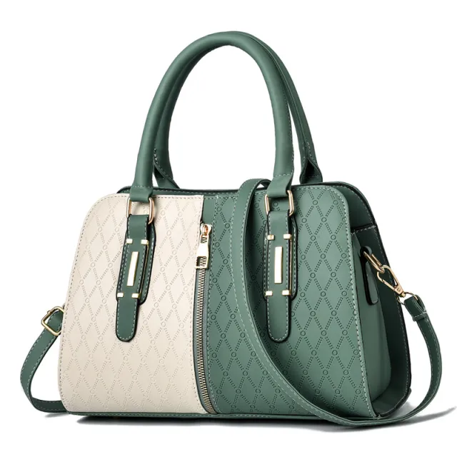Fashion Color Matching Ladies Handbags European and American Atmosphere Large Capacity Green - Shop at LoveMi