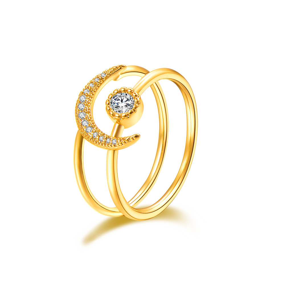 European And American Fashion Sun And Moon Combination Ring