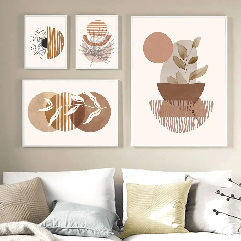 Line Leaves Geometric Abstract Boho Home Decor