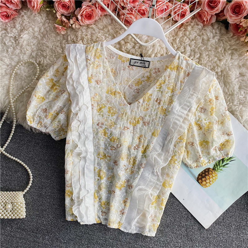 Super Fairy Temperament Bubble Short Shirt