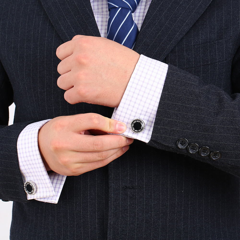 Round Inset French Cufflinks, picture 2 of 4