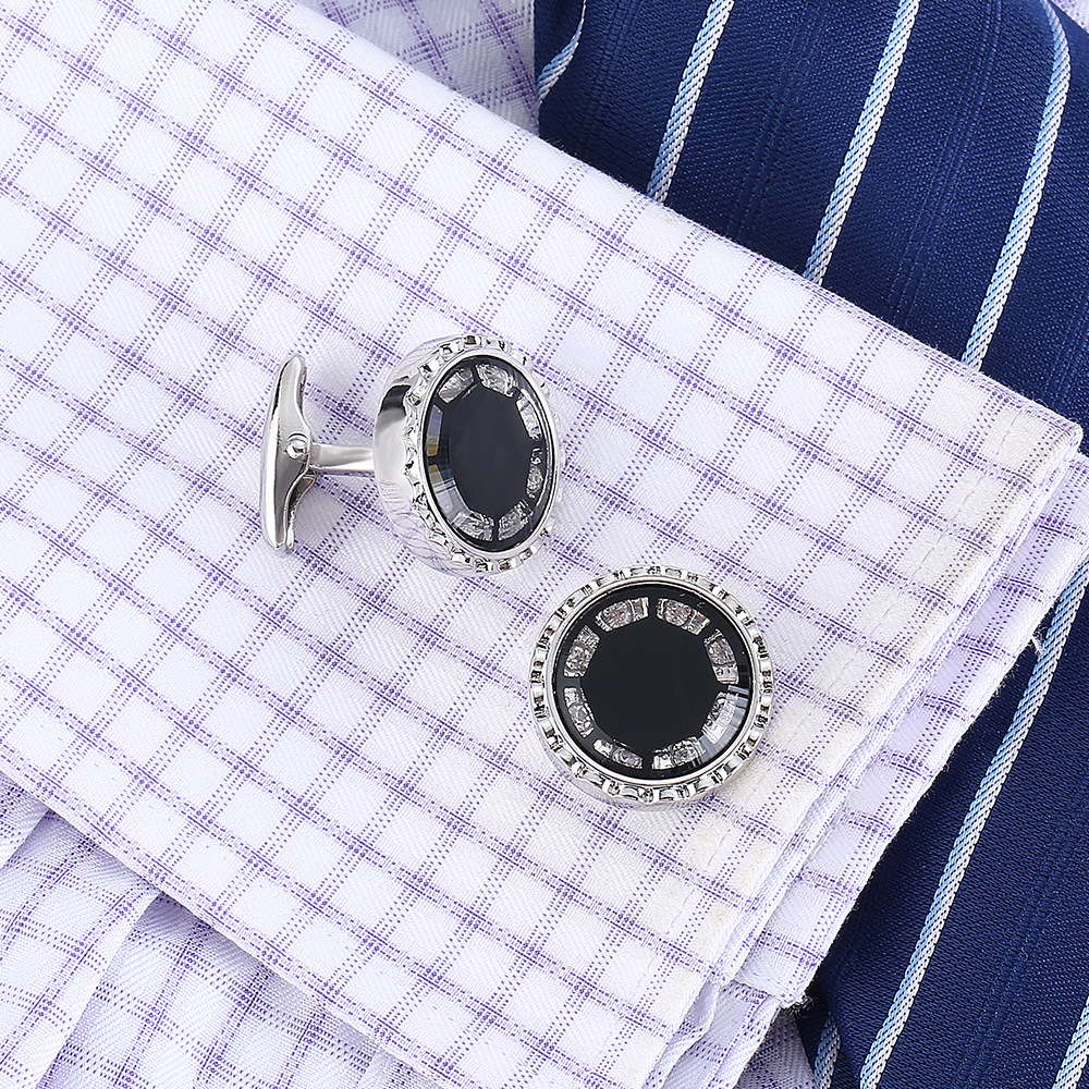Round Inset French Cufflinks, picture 4 of 4