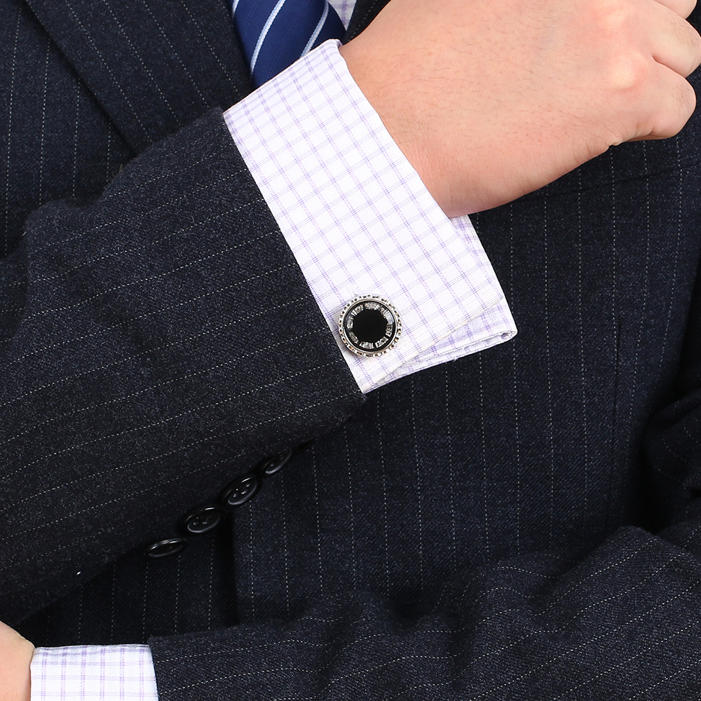 Round Inset French Cufflinks, picture 3 of 4