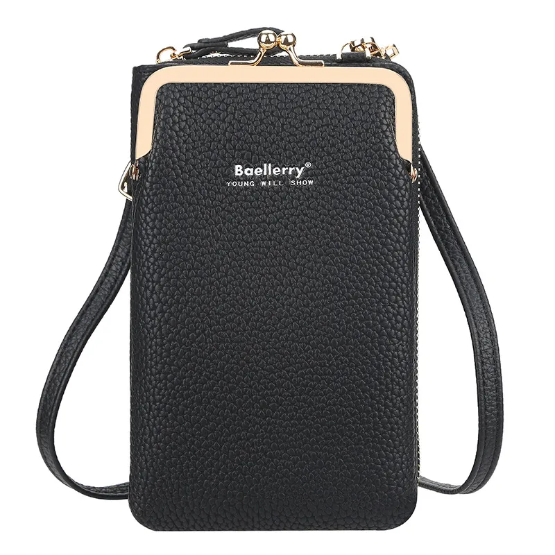 Fashion Mobile Phone Shoulder Bags With Lock Women Messenger Bag Wallet - Black