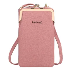 Fashion Mobile Phone Shoulder Bags With Lock Women Messenger Bag Wallet - Pink - View 1