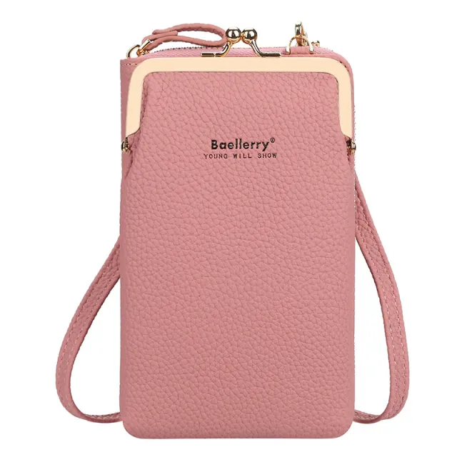 Fashion Mobile Phone Shoulder Bags With Lock Women Messenger Bag Wallet Pink - Shop at LoveMi