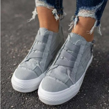 Title 3, Casual Flat Elastic Large Stitching Canvas Shoes