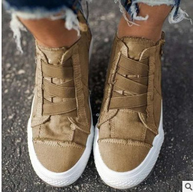 Title 6, Casual Flat Elastic Large Stitching Canvas Shoes