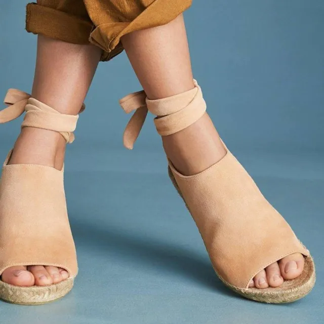New Style Ankle Strap Wedge Heel Fish Mouth Fashion Woven Women's Shoes Khaki - Shop at LoveMi