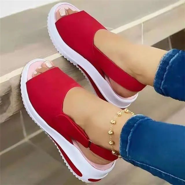 Fish mouth Flat heel Beach Low top Shallow mouth Large Size Sandals Red - Shop at LoveMi