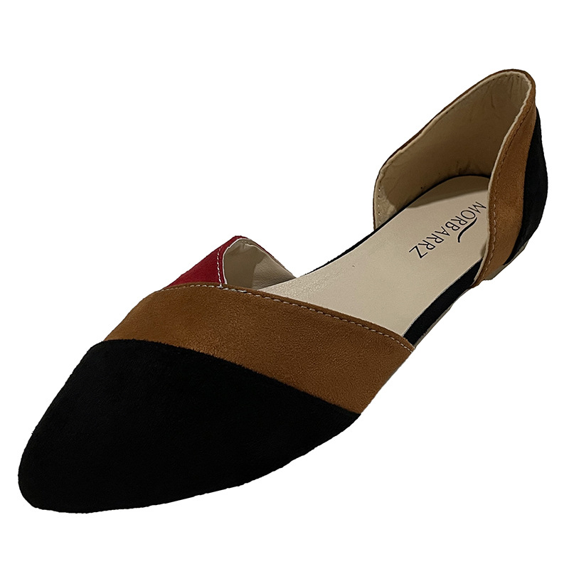 Color Matching Fashion Pointed Flat Hollow Casual Shoes
