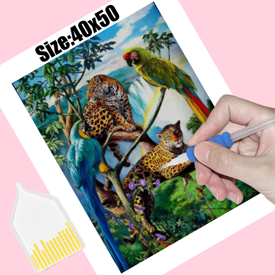 Full Drill Tiger Paste Drill Cross - Stitch Living Room