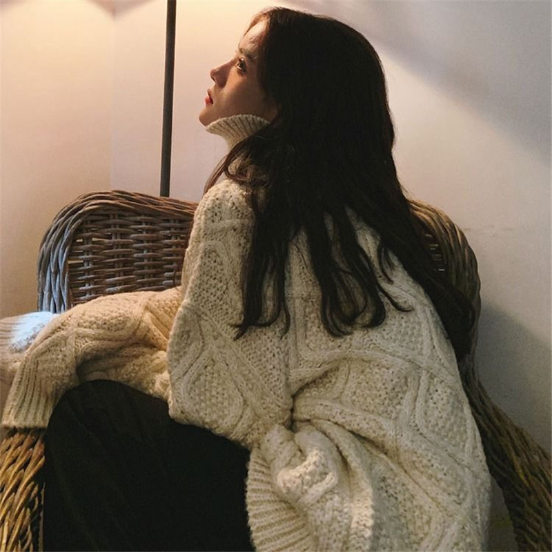 Lazy Style Loose Twist Knit Jacket Pullover Top