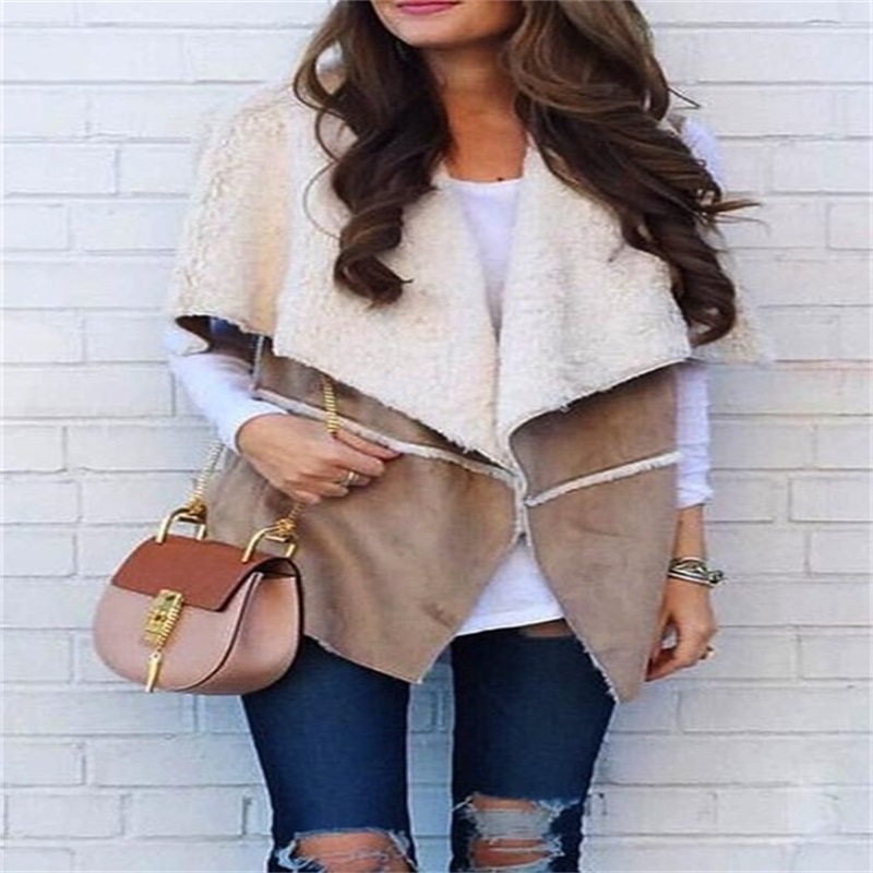 Women's Deerskin Stitching Fashion Casual Jacket Vest