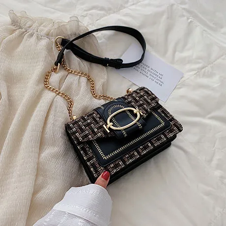 Western Style All Match Chain Small Square Bag Black - Shop at LoveMi