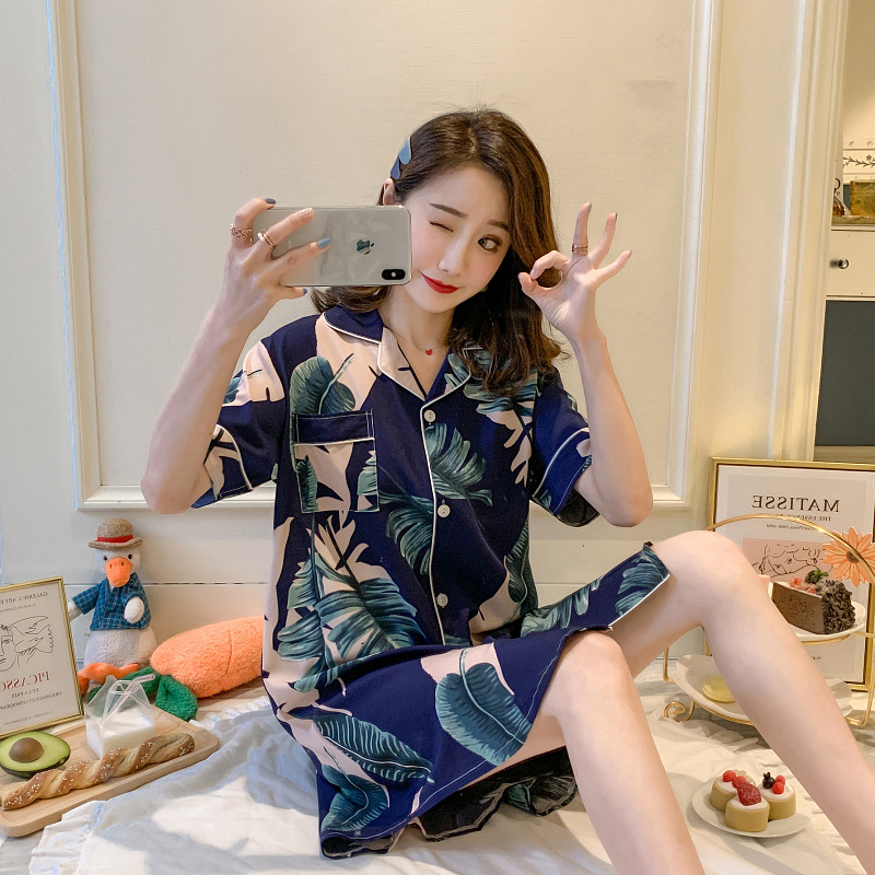 Title 5, Summer Thin Short-Sleeved Ice Silk Pajamas