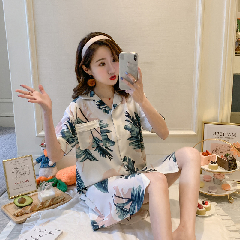 Title 10, Summer Thin Short-Sleeved Ice Silk Pajamas