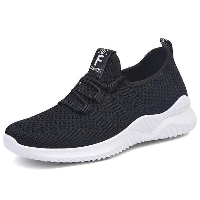 Comfortable Flying Woven Breathable Sneakers Women Casual Shoes Black - Shop at LoveMi