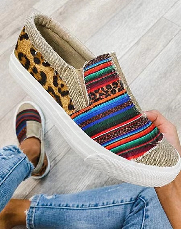 Women's Color Matching Low-Top Canvas Shoes