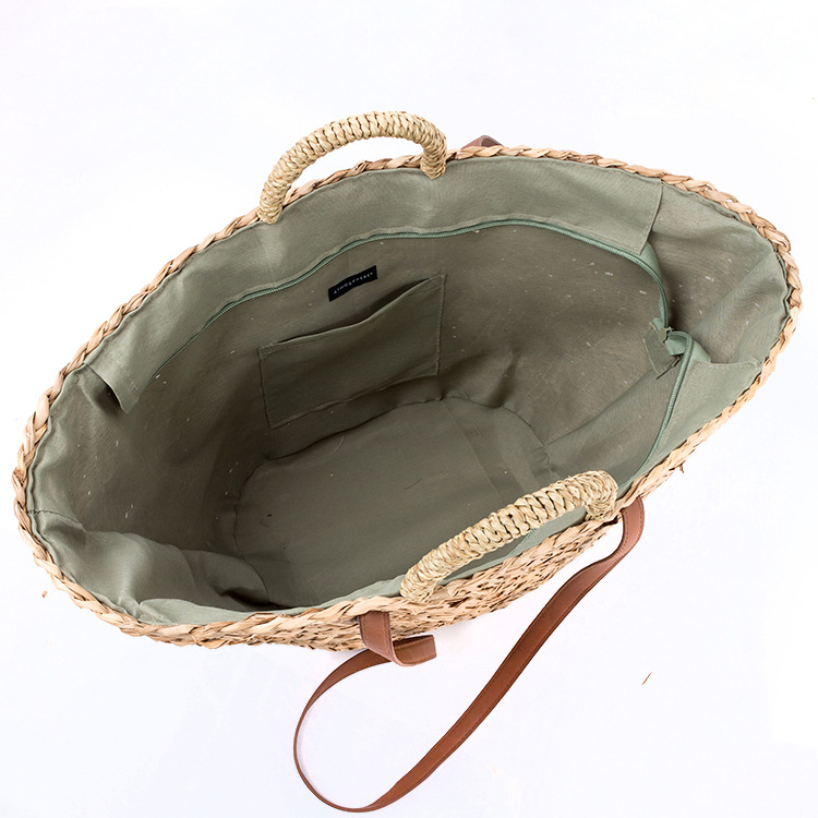 Waterweed Hand-Nailed Straw Woven Bag Fashion Leisure Straw Woven Bag Craft Paper Holiday Woven Handbag Beach Bag
